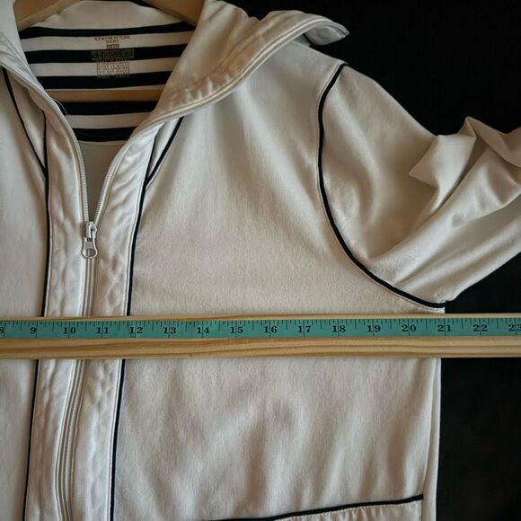 Jones New York Womens Zip Hoodie Jacket Size XL White Sailor Coastal Resort Prep - Picture 9 of 13